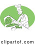 Vector of Happy Chef Cutting Veggies by Prawny