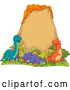 Vector of Happy Dinosaurs at a Volcano by BNP Design Studio