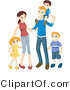 Vector of Happy Family with 3 Children, a Mother, and a Father by BNP Design Studio