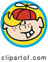 Vector of Happy Freckled Blond Haired Boy with Buck Teeth, Wearing a Spinner Hat by Andy Nortnik