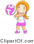 Vector of Happy Girl Playing Game of Volleyball by BNP Design Studio
