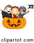 Vector of Happy Halloween Cartoon Kids Inside a Giant Carved Pumpkin by BNP Design Studio