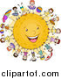 Vector of Happy Kids Surrounding the Sun by BNP Design Studio