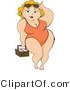 Vector of Happy Overweight Girl Wearing Swimsuit by BNP Design Studio