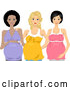 Vector of Happy Pregnant Black White and Asian Women Posing Together by BNP Design Studio