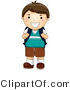 Vector of Happy School Boy Smiling While Holding Backpack Straps by BNP Design Studio