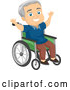 Vector of Happy Senior White Guy Cheering in a Wheelchair by BNP Design Studio