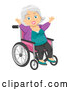 Vector of Happy White Senior Woman Cheering in a Wheelchair by BNP Design Studio