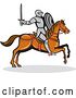Vector of Horseback Armoured Knight Wielding a Sword by Patrimonio