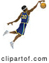 Vector of Male Black Basketball Athlete Jumping with the Ball by AtStockIllustration