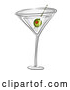 Vector of Martini Cocktail with a Green Olive by BNP Design Studio