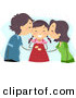 Vector of Mom and Dad Kissing Their Happy Daughter on Her Cheeks by BNP Design Studio