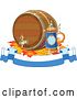 Vector of Oktoberfest Beer Keg and Stein with Autumn Leaves on a Banner by Pushkin