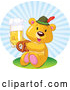 Vector of Oktoberfest Teddy Bear Eating a Pretzel and Drinking Beer by Pushkin