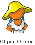 Vector of Orange Girl in a White Dress and Yellow Hat by Leo Blanchette