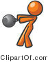 Vector of Orange Girl Working out with a Kettle Bell by Leo Blanchette