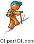 Vector of Orange Guy Backpacking and Hiking Uphill by Leo Blanchette