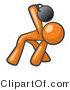Vector of Orange Guy Bent over and Working out with a Kettlebell by Leo Blanchette