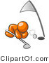 Vector of Orange Guy Blowing Golf Ball into Hole by Leo Blanchette