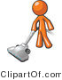 Vector of Orange Guy Cleaning with a Canister Vacuum by Leo Blanchette