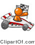 Vector of Orange Guy Driving Fast Race Car While Holding Checkered Flag by Leo Blanchette