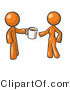 Vector of Orange Guy Giving a Woman a Cup of Coffee by Leo Blanchette
