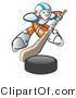 Vector of Orange Guy Hockey Player with Puck and Stick by Leo Blanchette