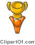 Vector of Orange Guy Holding a Golden Trophy by Leo Blanchette