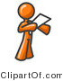 Vector of Orange Guy Holding a Piece of Paper During a Speech or Presentation by Leo Blanchette