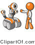 Vector of Orange Guy Inventor with a Rover Robot by Leo Blanchette