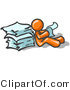 Vector of Orange Guy Leaning Against a Stack of Papers by Leo Blanchette
