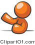 Vector of Orange Guy Leaning an Elbow on a Table and Gesturing with One Hand During a Meeting by Leo Blanchette