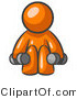 Vector of Orange Guy Lifting Dumbbells While Strength Training by Leo Blanchette