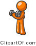 Vector of Orange Guy Lifting Weights with a Dumbell by Leo Blanchette