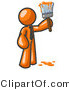 Vector of Orange Guy Painter Holding a Dripping Paint Brush by Leo Blanchette