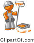 Vector of Orange Guy Painter with a Paint Pan and Roller by Leo Blanchette