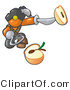 Vector of Orange Guy Pirate with a Hook Hand, Holding a Sliced Apple on a Sword by Leo Blanchette