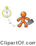 Vector of Orange Guy Running Late for Work over a Crack with a Clock by Leo Blanchette