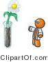 Vector of Orange Guy Scientist by a Giant White Daisy Flower in a Test Tube by Leo Blanchette