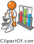Vector of Orange Guy Scientist Using a Microscope by Vials by Leo Blanchette