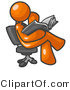 Vector of Orange Guy Sitting Cross Legged in a Chair and Reading a Book by Leo Blanchette
