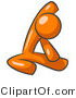 Vector of Orange Guy Sitting on a Gym Floor and Stretching His Arm up and Behind His Head by Leo Blanchette