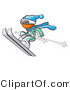Vector of Orange Guy Skier Jumping with Poles by Leo Blanchette
