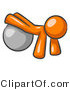 Vector of Orange Guy Strength Training His Arms and Legs While Using a Yoga Exercise Ball by Leo Blanchette