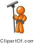 Vector of Orange Guy Window Cleaner Standing with a Squeegee by Leo Blanchette