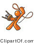 Vector of Orange Tamer Guy Holding a Stool and Cracking a Whip, on a White Background by Leo Blanchette