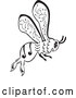 Vector of Ornate Black and White Bee in Flight by Cherie Reve