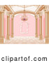 Vector of Ornate Pink and Gold Palace Interior with a Chandelier by Pushkin