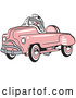 Vector of Pink Metal Pedal Convertible Toy Car by Andy Nortnik