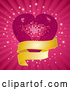 Vector of Pink Mosaic Disco Heart with a Golden Banner over Rays and Bursts by Elaineitalia